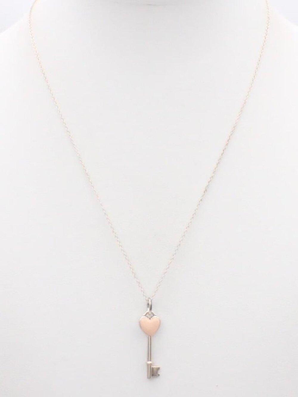 Tiffany & Co. Heart Key Necklace in Pink 925 18"